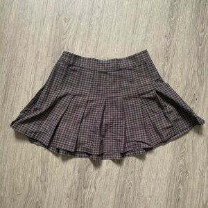 Ardene Checkered Skater Skirt - Black and Red